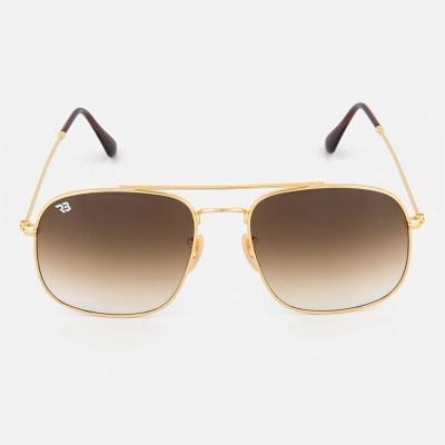 Aviator Square Gradient Brown Lens and Golden Frame Sunglasses