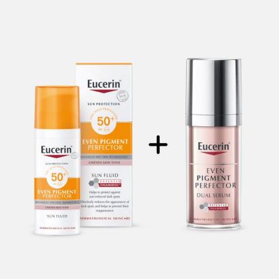 مجموعة ايفن بجمنت واقي شمس بعامل حماية 50+ + دول سيروم - قطعتين