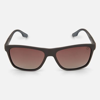 نظارة شمسية مستطيلة بعدسات بنية وإطار بني