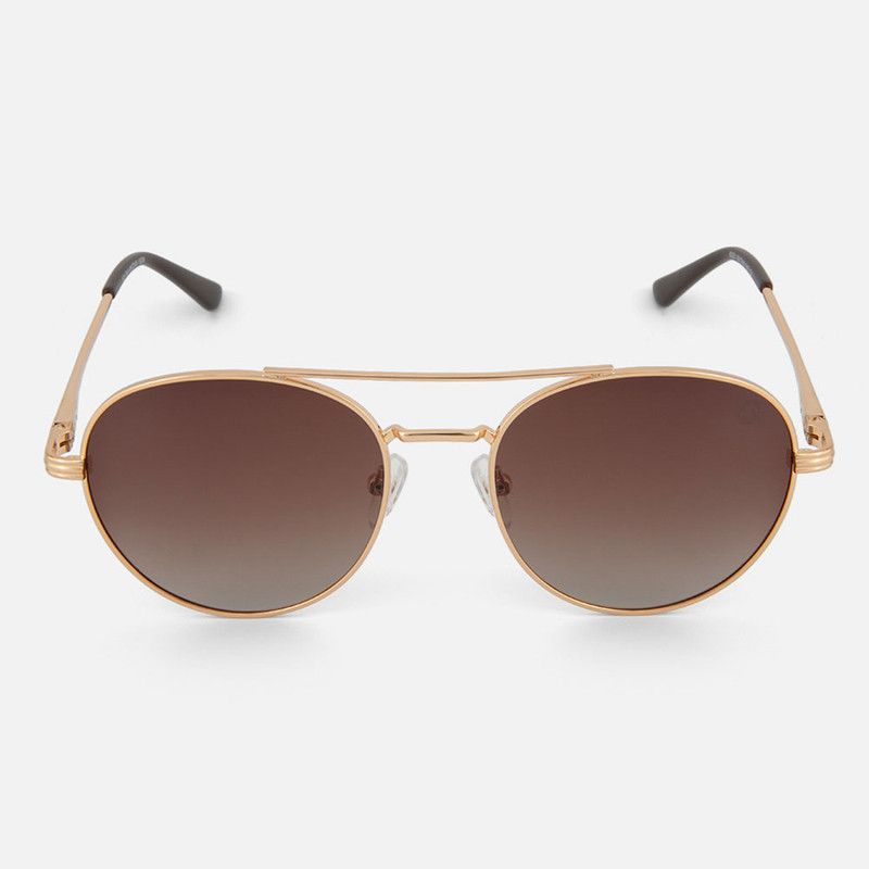 Oval Brown Lens and Gold Frame Sunglasses