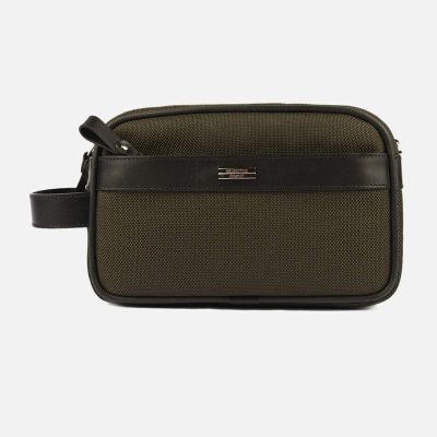Green Single Zip With Front Pocket Travel Toiletry